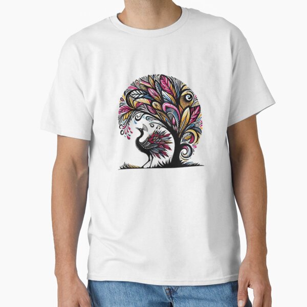 Tribal Art Style, Proud Peacock  Classic T-Shirt