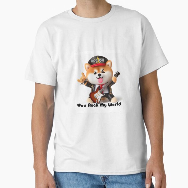 Super cool kawaii style Shiba Inu rockstar. "You Rock My World" Classic T-Shirt