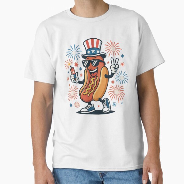 Uncle Sam Hotdog Funny Patriotic Food Classic T-Shirt