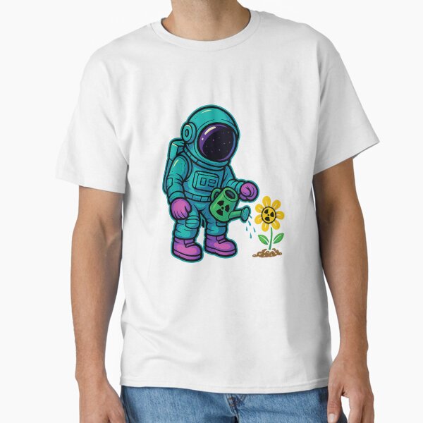 Toxic Astronaut Gardening – Radioactive Flower Sci-Fi Art – Dark Humor Space Design Classic T-Shirt