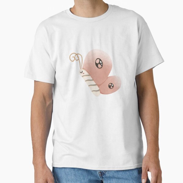 Cute Kawaii Pink Butterfly Cartoon - Adorable Butterfly Illustration Classic T-Shirt