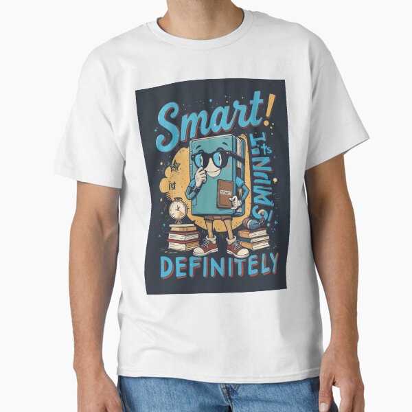 Smart Book Character Funny School Cartoon Graphic Design Classic T-Shirt