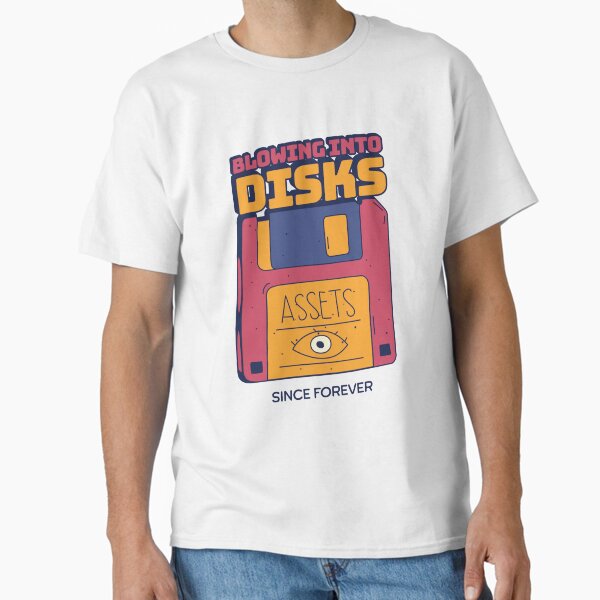 Blowing Into Disks – Funny Retro Tech Floppy Disk Design Classic T-Shirt