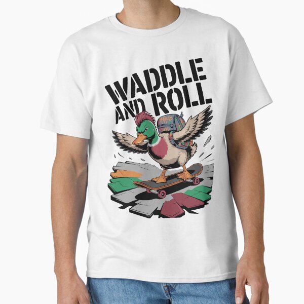 Funny Duck Skateboarding - Waddle and Roll Cartoon Animal Design Classic T-Shirt
