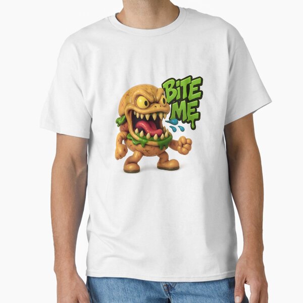 Riot Burger Monster Shouts Bite Me Classic T-Shirt