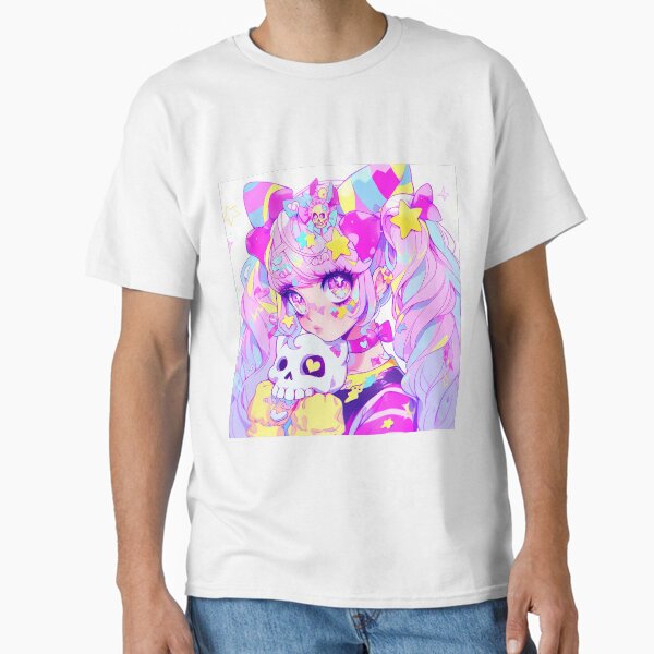 Pastel Goth Anime Girl with Skulls Classic T-Shirt