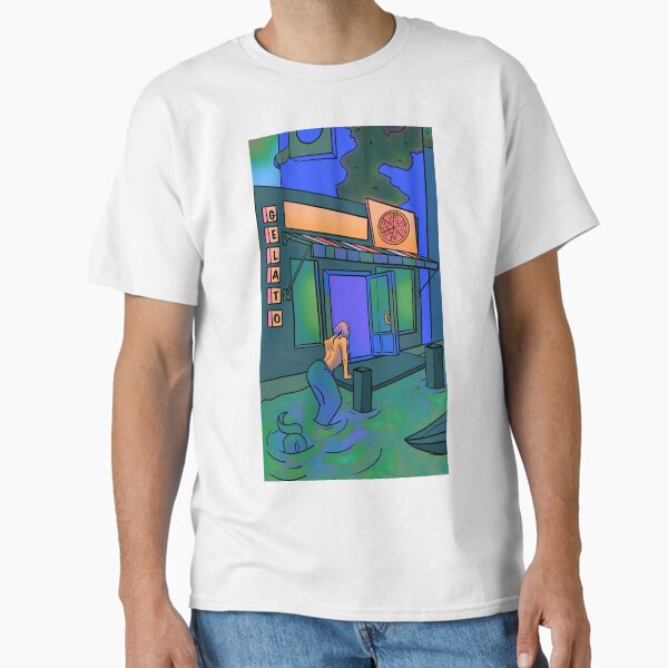 Mermaid getting gelato and pizza from an Italian shop in Italy  Classic T-Shirt