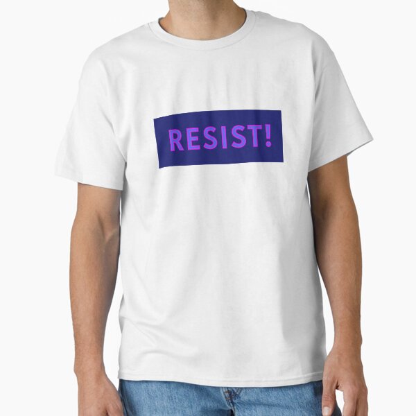 Resist blue letters with pink on dark blue Classic T-Shirt