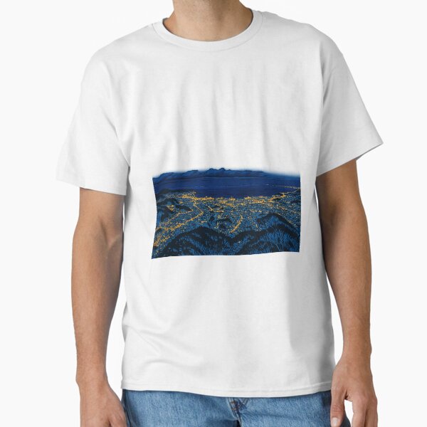 Otaru Night View from the Mountain | Retro Urban Glow - Panorama Perspective Classic T-Shirt