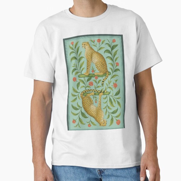 Elegant Cheetah Floral Tapestry Design Classic T-Shirt