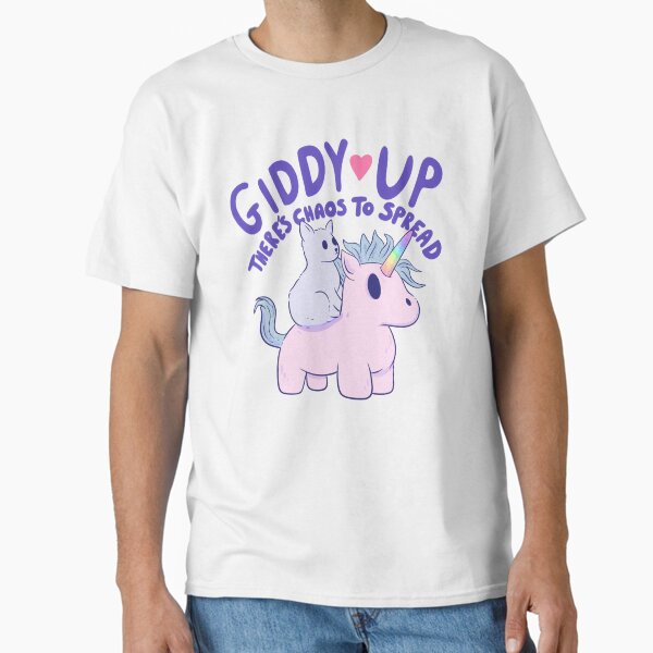 Cute Cat Riding Unicorn - Giddy Up, There’s Chaos to Spread Classic T-Shirt