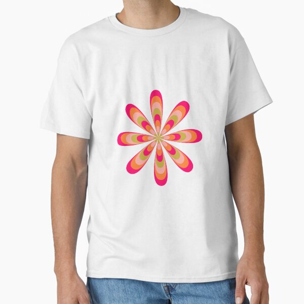 Pink Orange Green Groovy Retro Daisy Classic T-Shirt