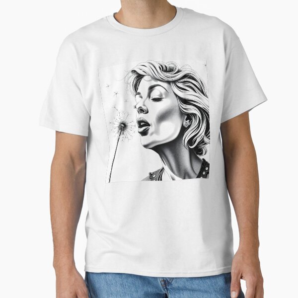 Cool Black and White Blowing a Dandelion Artwork  Classic T-Shirt