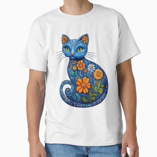 Cat With Flowers Classic T-Shirt