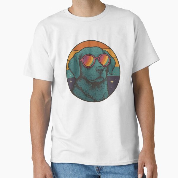Galaxy Dog Retro Sunset – Cosmic Space Dog Vintage Design Classic T-Shirt