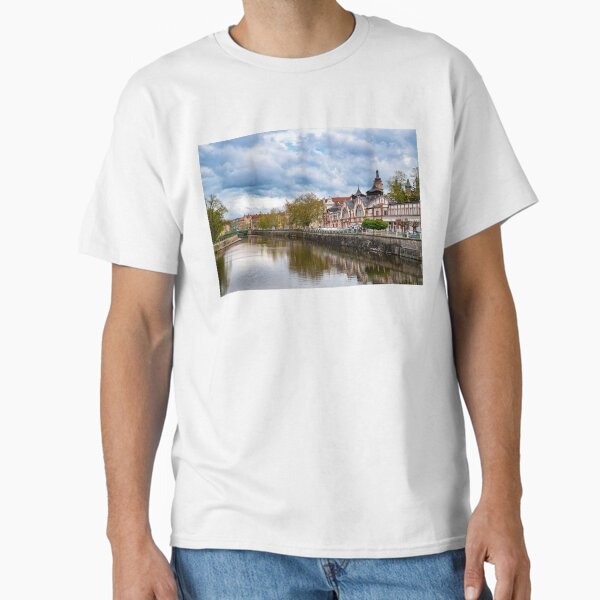 Riverfront cityscape with historic buildings Classic T-Shirt