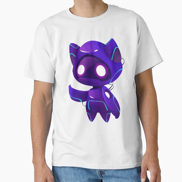 Cyber Cat Robot Design Kawaii Futuristic Neon Purple Character Classic T-Shirt