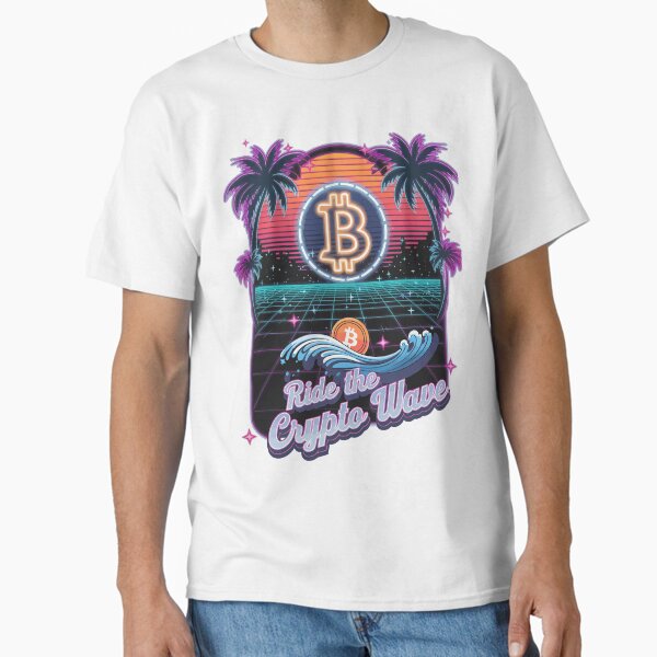 Ride the Crypto Wave – Retro Bitcoin Sunset Design Classic T-Shirt
