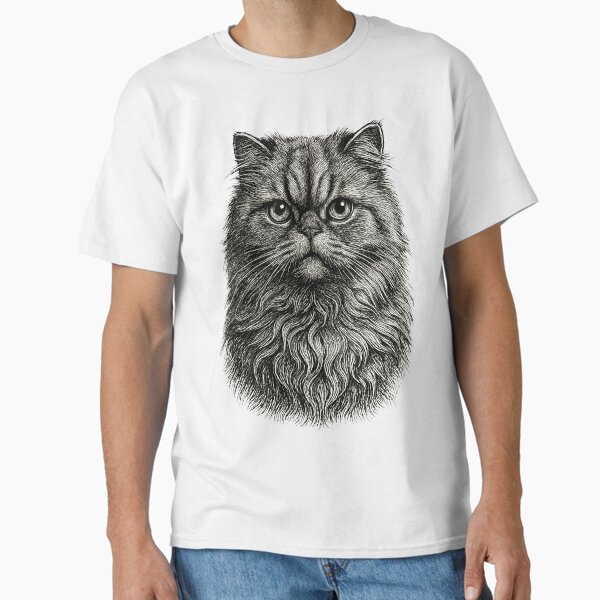 Persian Cat Engraving Vintage Style Art Classic T-Shirt