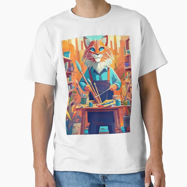 Fox painter abstract rainbow Classic T-Shirt