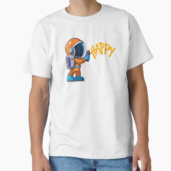 Graffiti Astronaut â€“ Galaxy Spray Art with "HAPPY" Street Style Design Classic T-Shirt