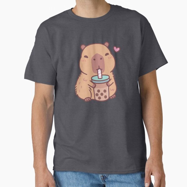 Cute Capybara Loves Drinking Bubble Tea Classic T-Shirt