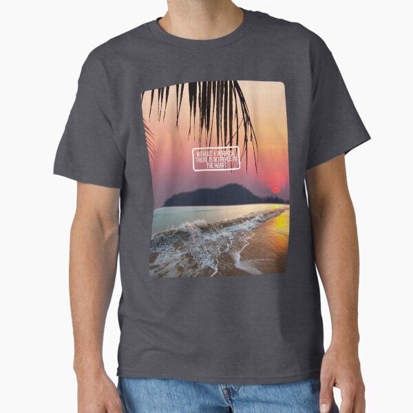 Inspirational Beach Quote Design#9 – Without a Purpose There Is No Peace in the Heart – AI Photo Art for Mindful Living Classic T-Shirt