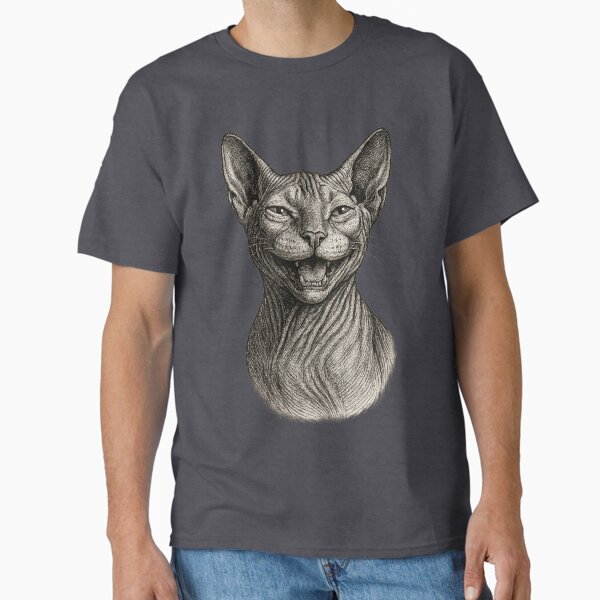 Smiling Sphynx Cat Etching  Classic T-Shirt