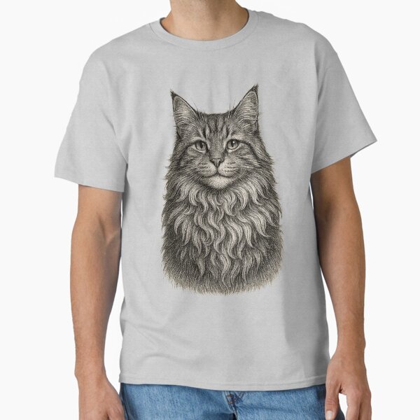Regal Maine Coon Etching Cat  Classic T-Shirt
