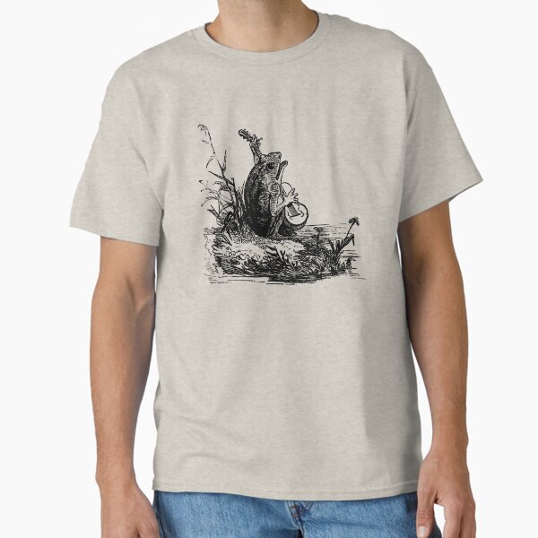 Cottagecore Aesthetic with Vintage Banjo-Playing Froggy, Goblincore Guitar Animal, Emo Frogge Serenade, Singing Toad Theme Classic T-Shirt