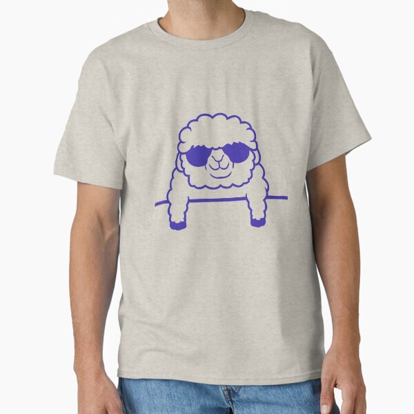 Happy Sheep Behind Fence Wall Cool Cute Sunglasses Classic T-Shirt