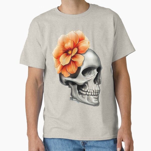 skull with orange flower Classic T-Shirt