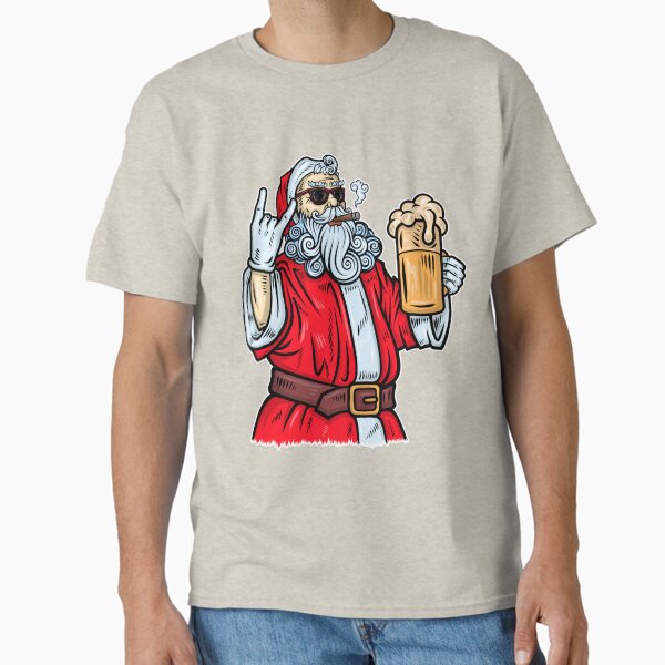 Bad Santa Claus, Rock, Beer and Cigar Classic T-Shirt