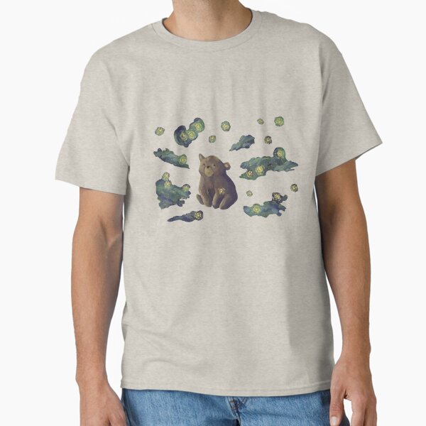 Fireflies Cutout- Whimsical Fantasy Forest Bear Scene Classic T-Shirt