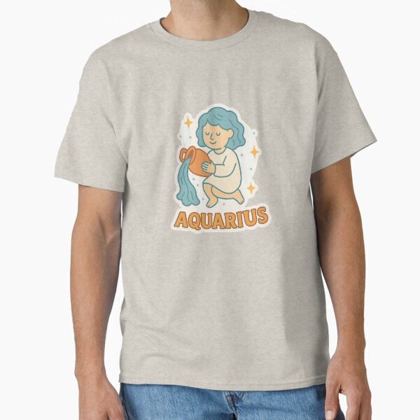 Aquarius Zodiac Sign Sticker – Innovative, Independent, and Eccentric Aquarius Design Classic T-Shirt
