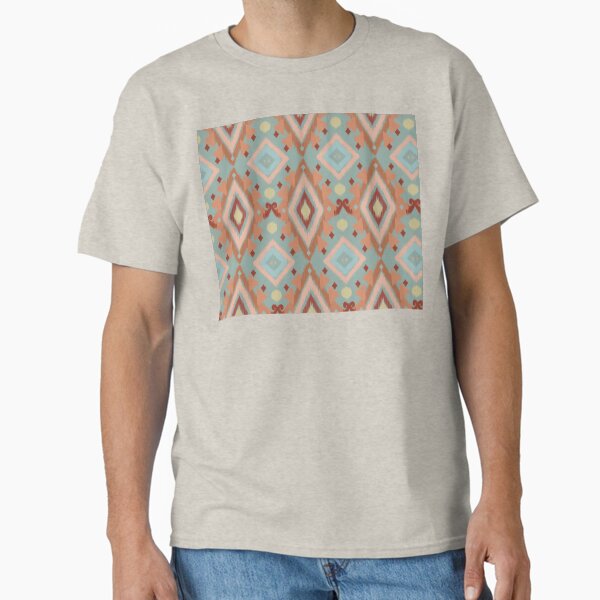 Colourful Ikat-style print fabric Woodland Blue. Classic T-Shirt