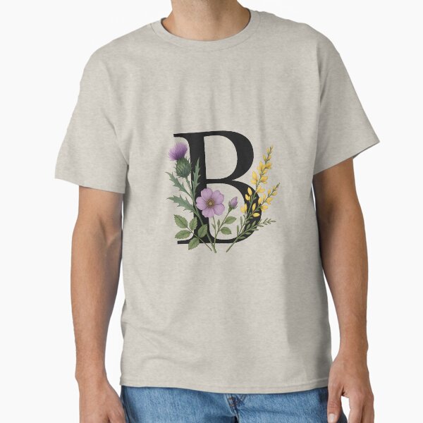 Scottish Floral Monogram B – Thistle, Wild Rose & Gorse Botanical Letter Art Classic T-Shirt