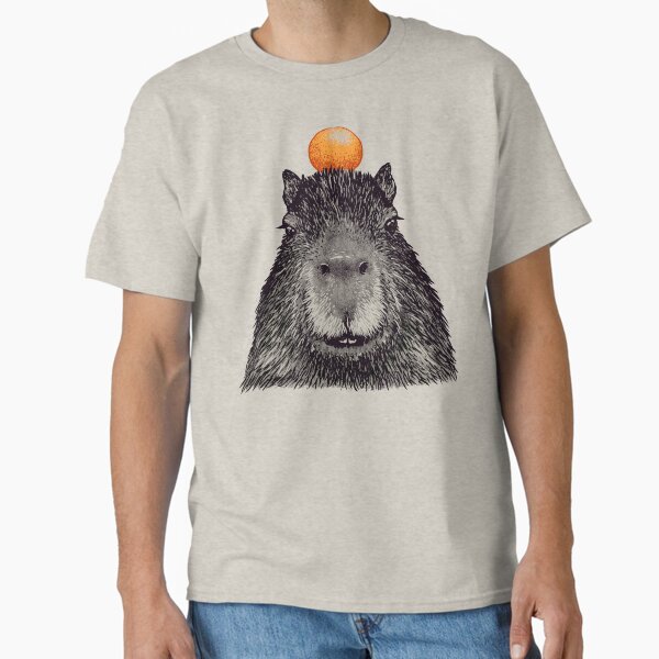 Capybara  Orange | Capy Yuzu | Capybara with Orange on Head | His Name - Gort | Portrait Classic T-Shirt
