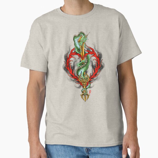 Dragon and flaming sword Classic T-Shirt