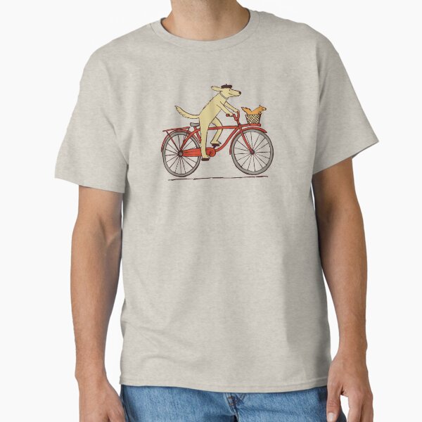 Dog and Squirrel are Friends | Whimsical Animal Art | Dog Riding a Bicycle Classic T-Shirt