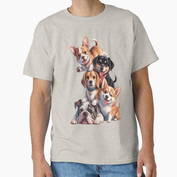 Stacked Watercolor Dogs – Cute Pet Lover Design with Quote Classic T-Shirt