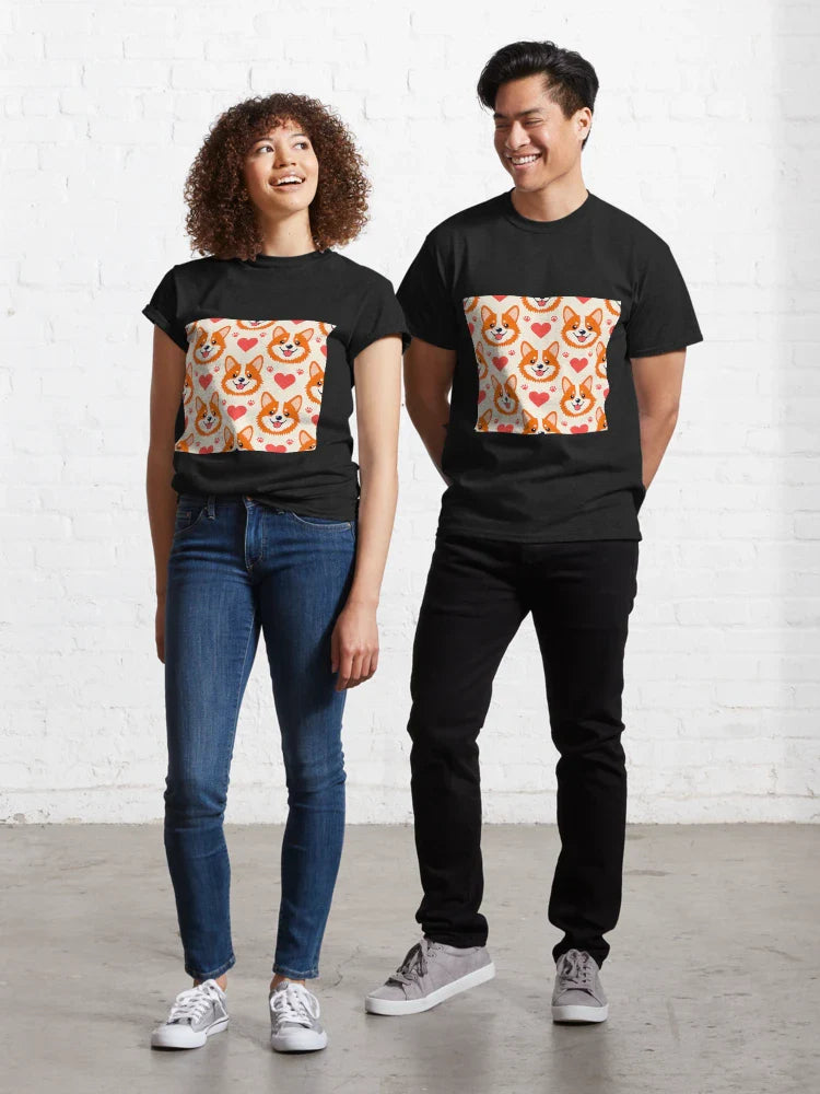 Happy Orange Fox Face Pattern Classic T-Shirt