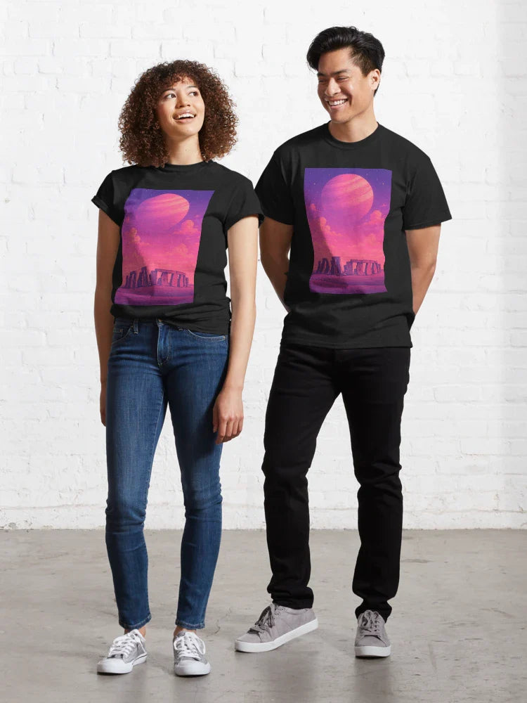 Stonehenge Vaporwave Fantasy Landscape Classic T-Shirt