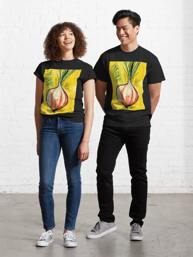 Spice Up Your Kitchen Walls - Playful Onion Art Bursting with Color Abstract Culinary Art Classic T-Shirt