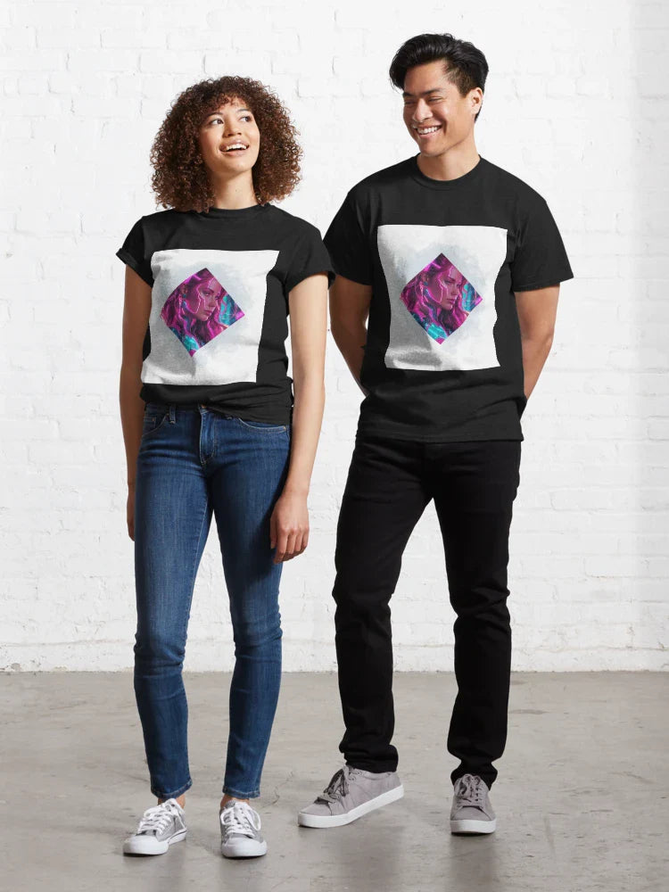 Neon Cyber Heroine | Futuristic Warrior Art Classic T-Shirt