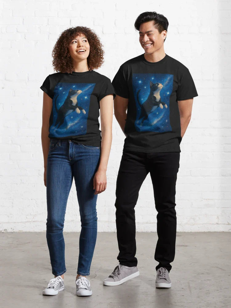 Dream of a black cat flying in the starry sky Classic T-Shirt