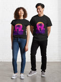 Signal seeker-vaporwave cat in neon sunset. Retro-futuristic poster Classic T-Shirt