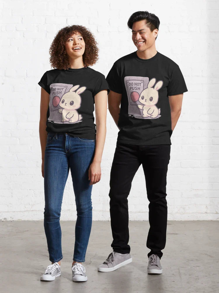 Do Not Push – Kawaii Bunny Warning Classic T-Shirt