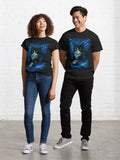 Portrait of a black cat gazing at the starry sky Classic T-Shirt
