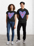 Groovy Blue Purple Pink Heart - Retro Love Pattern Classic T-Shirt